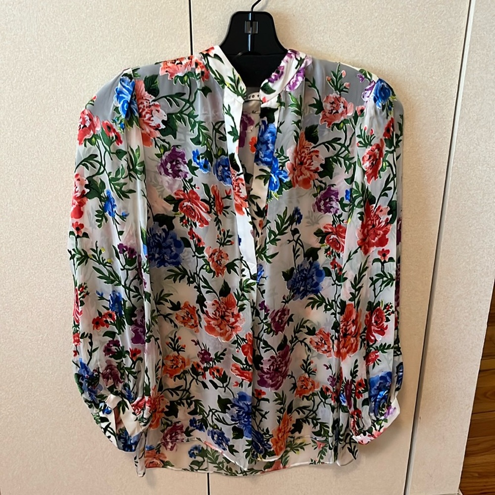 Alice and Olivia blouse velvet flower blouse size L